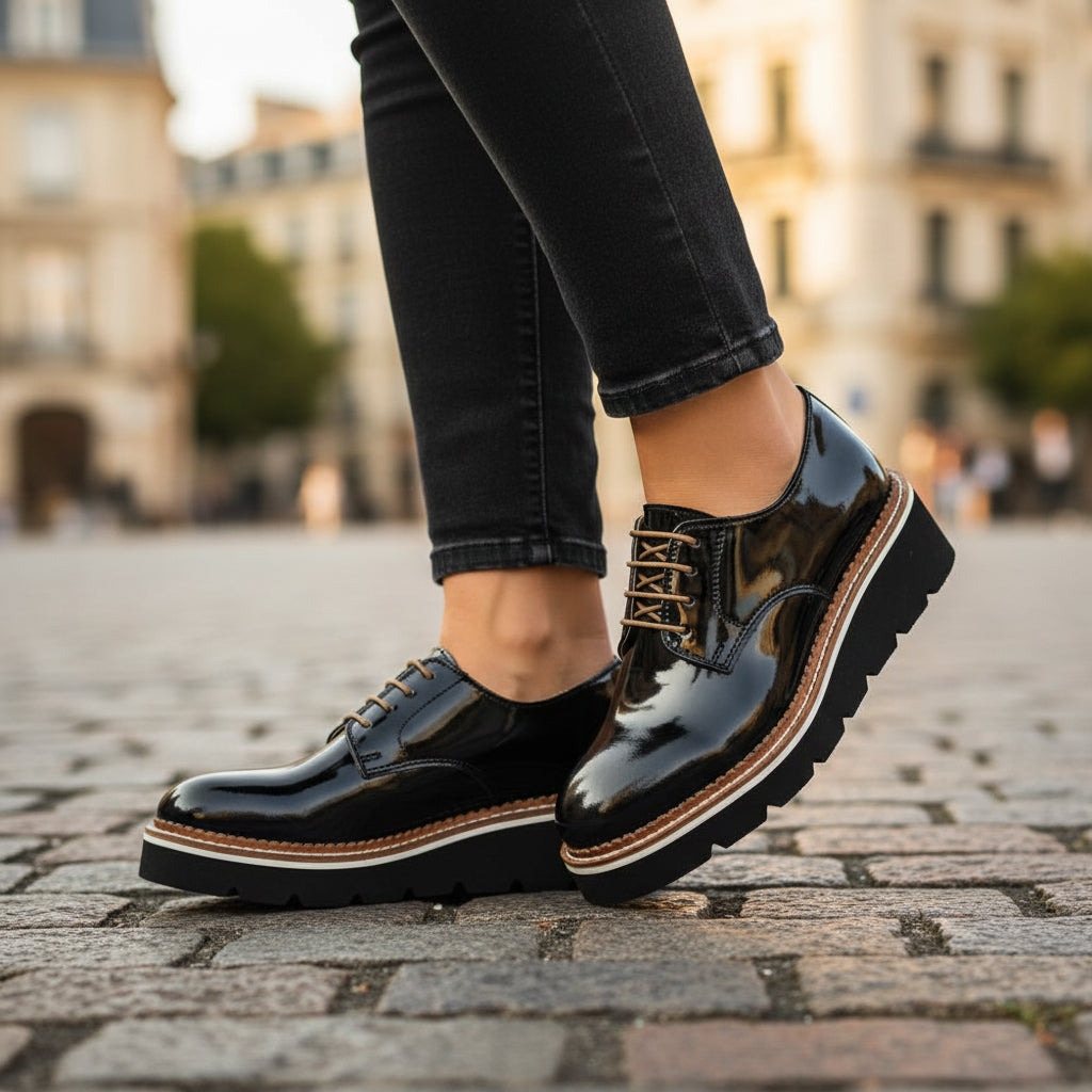 André Derbies Vernies Plateforme Femme