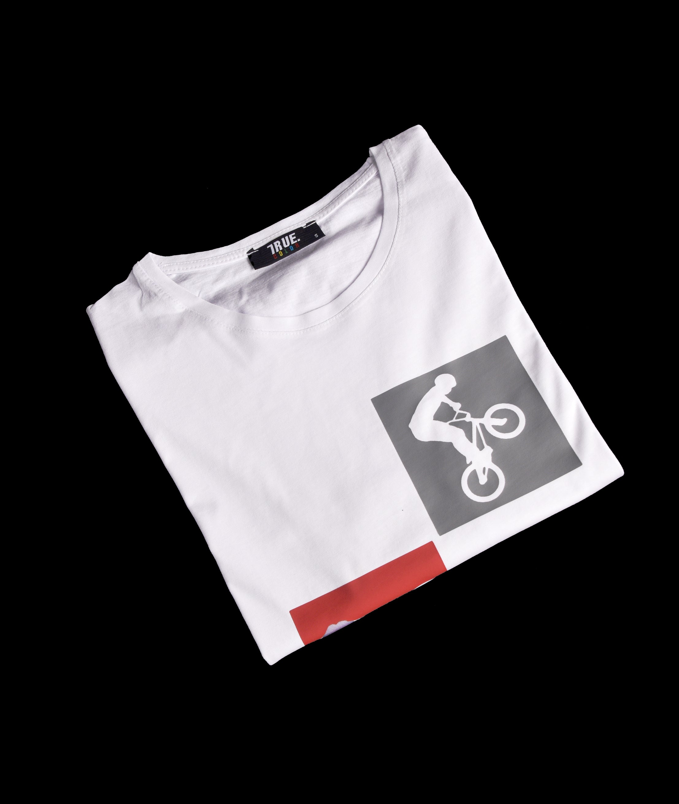 T-shirt  BLANC 2 LOGO VELO GRIS ET ROUGE