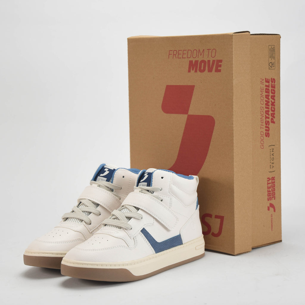 Safety Jogger Baskets Montantes Vegan Blanc et Bleu Junior