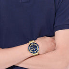 Montre Lacoste Acier Doré Cadran Bleu Élégante Homme