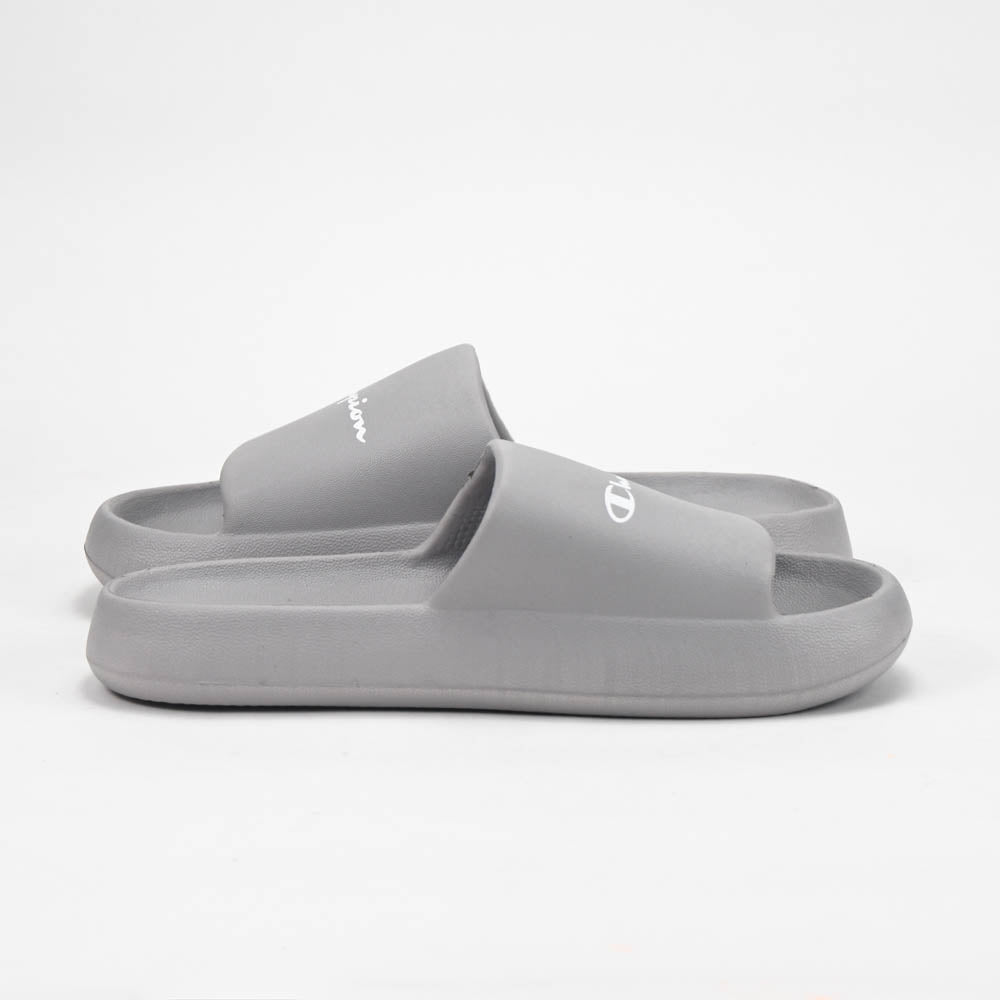 Champion Claquettes Logo Gris Confortables Unisexe