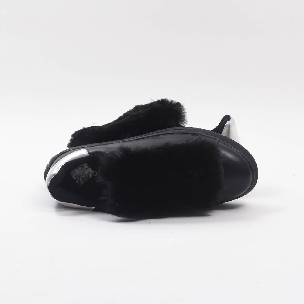 André Baskets Noires Fourrure Élégantes Femme