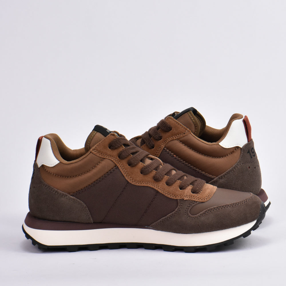 SUN68 Sneakers en Daim et Textile Marron Homme