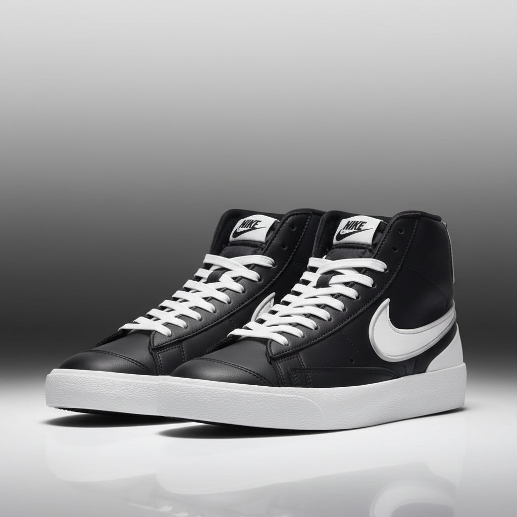 Nike Blazer Mid Sneakers Cuir Noir et Blanc Homme