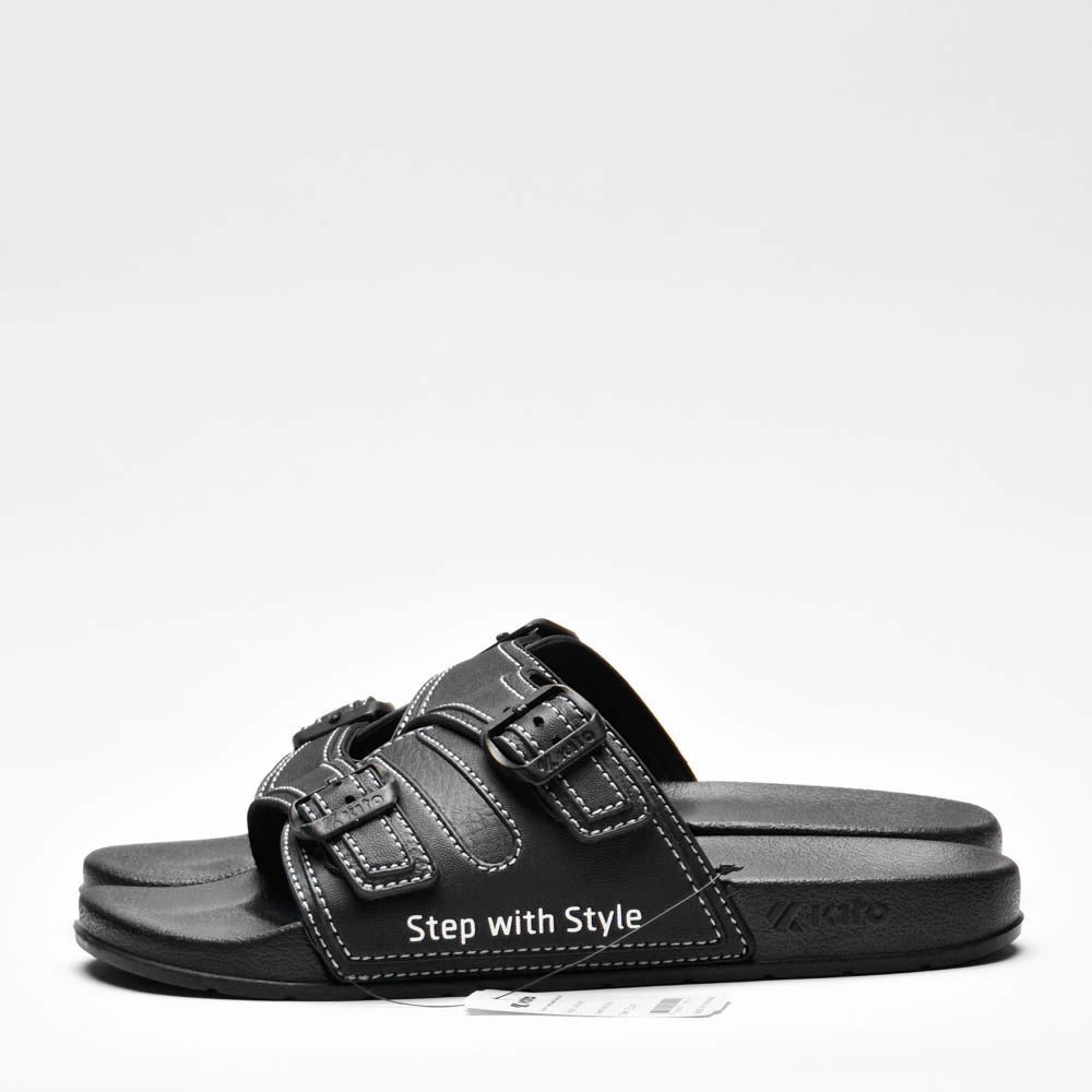 Kito Claquettes Confortables à Boucles Noir Homme