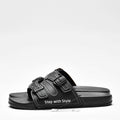 Kito Claquettes Confortables à Boucles Noir Homme