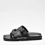 Kito Claquettes Confortables à Boucles Noir Homme