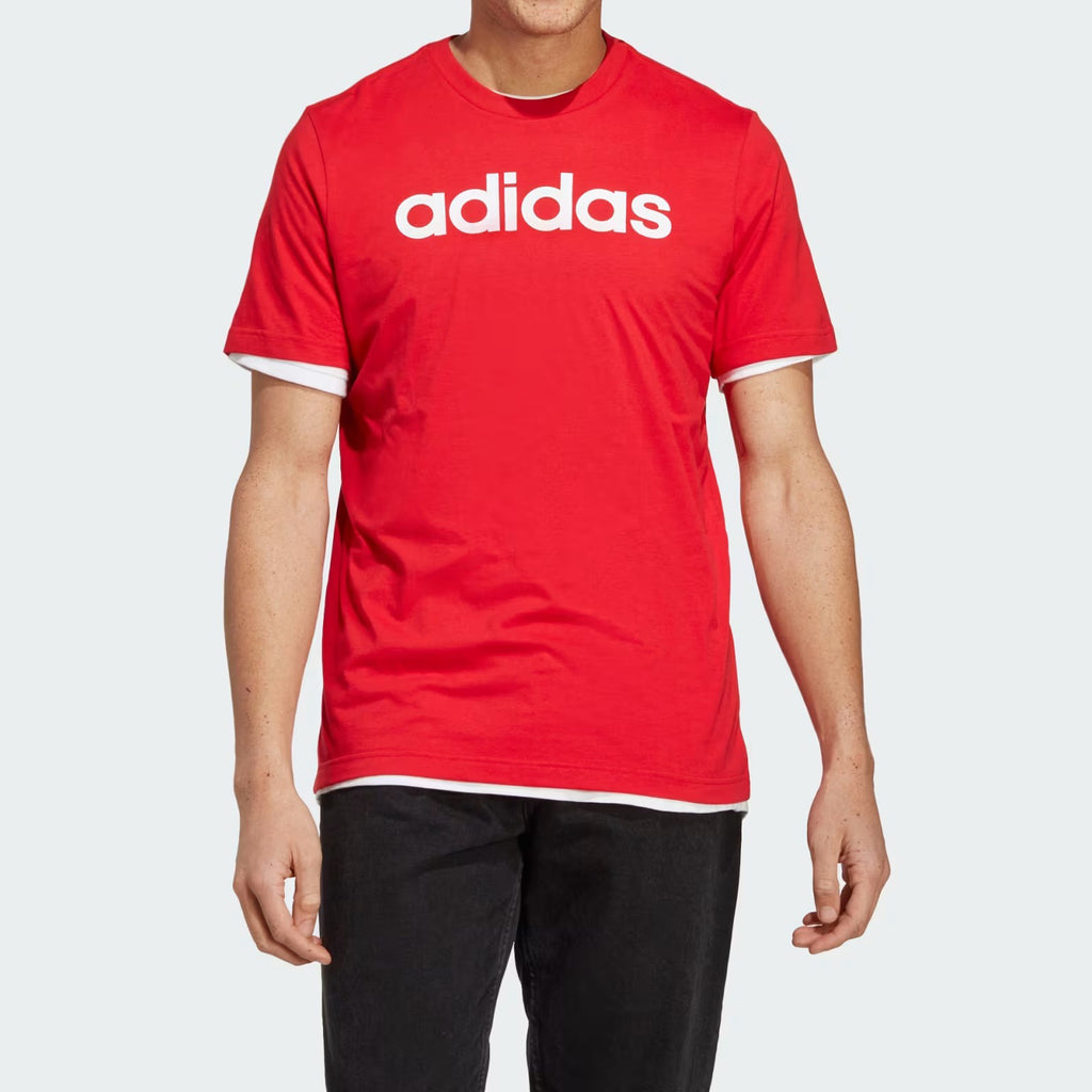 Adidas T-shirt Essentials Logo Brodé Rouge Homme