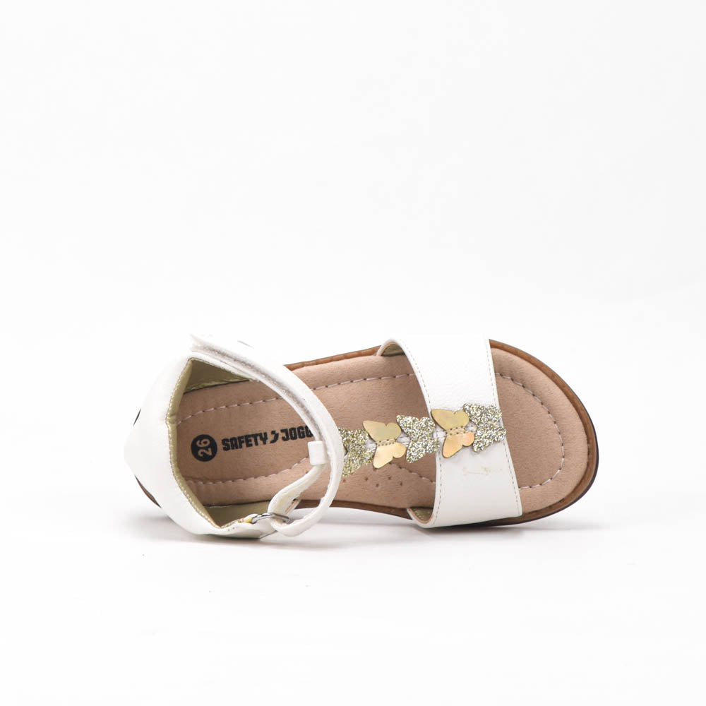 Safety Jogger Sandales Fille Blanc Papillons Confortables