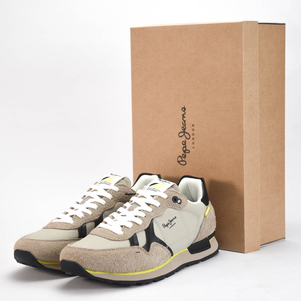 Pepe Jeans Baskets Basses Style Rétro Beige Homme