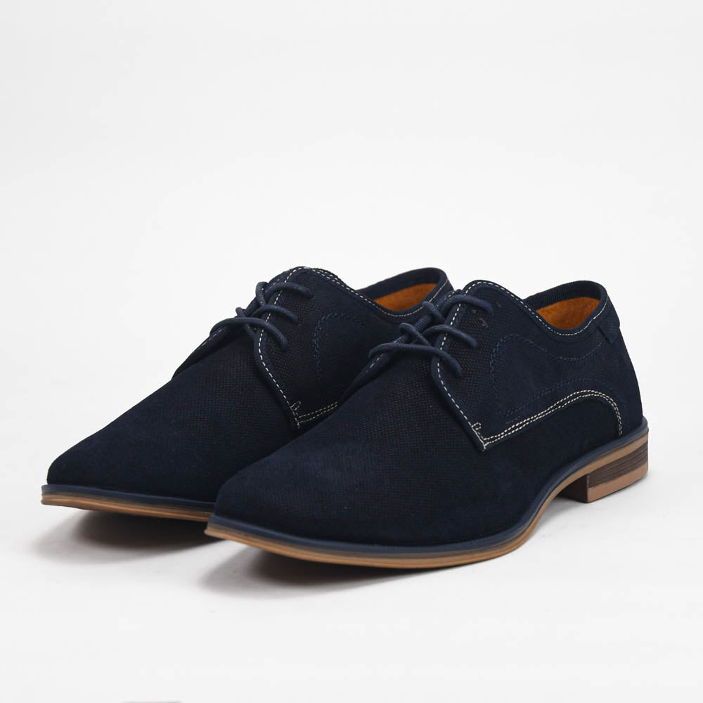 André Chaussures Derbies Élégantes en Toile Bleu Marine Homme