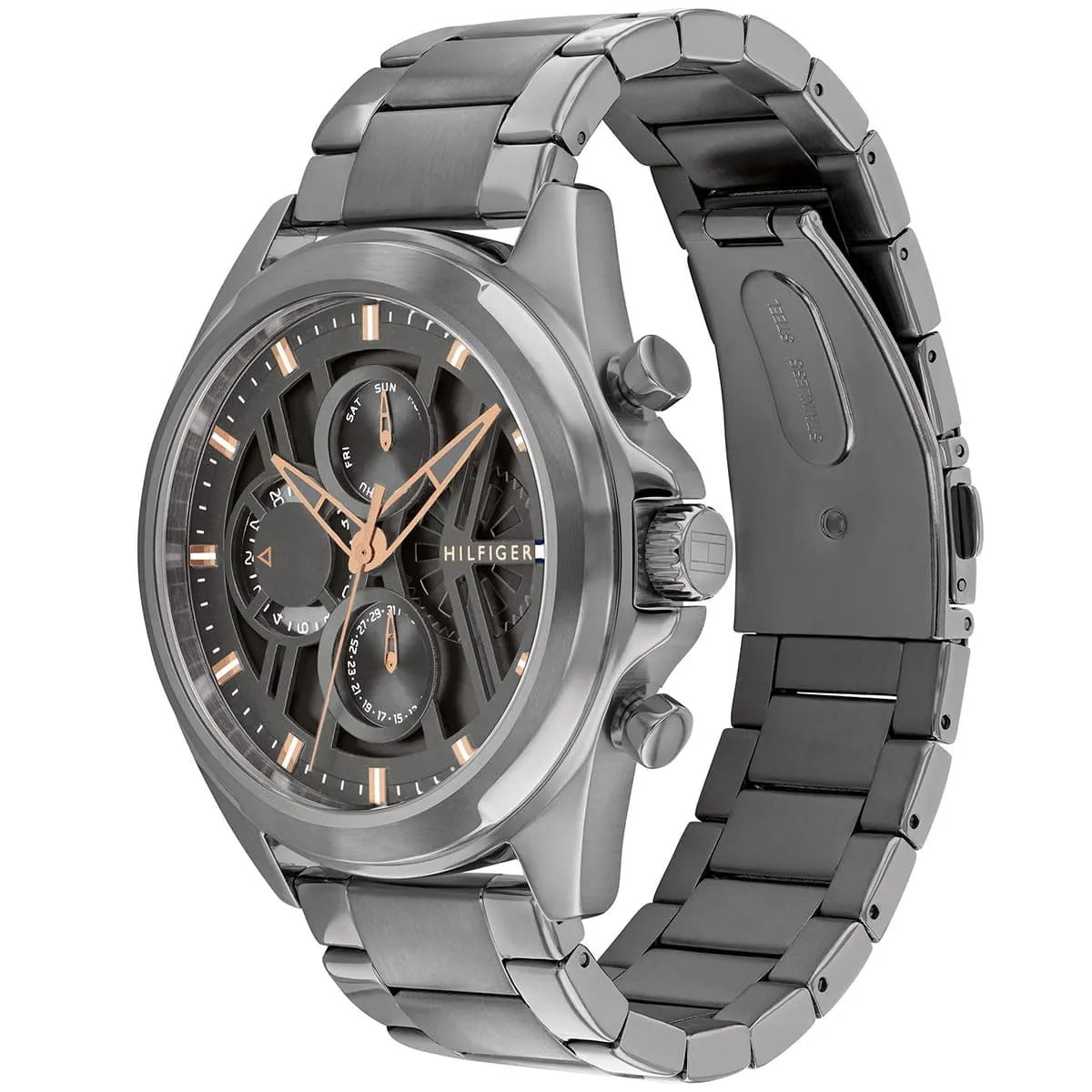 Tommy Hilfiger Montre Bracelet Acier Gris Élégante Homme
