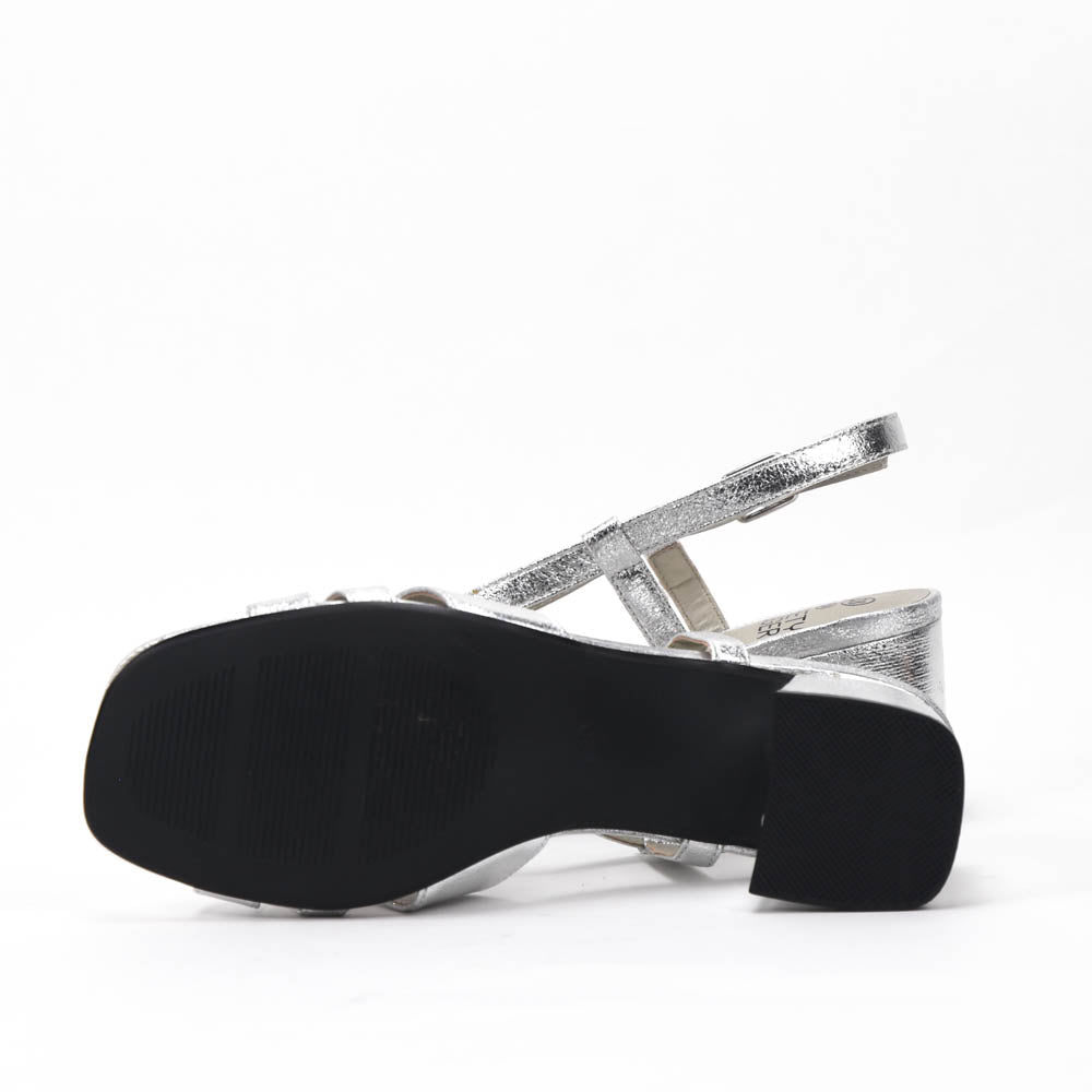 Safety Jogger Sandales à Talons Argentées Femme