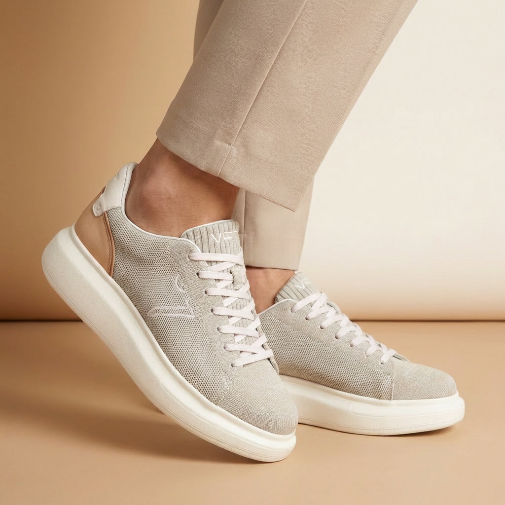 VO7 Baskets Elysee Confortables Beige Homme