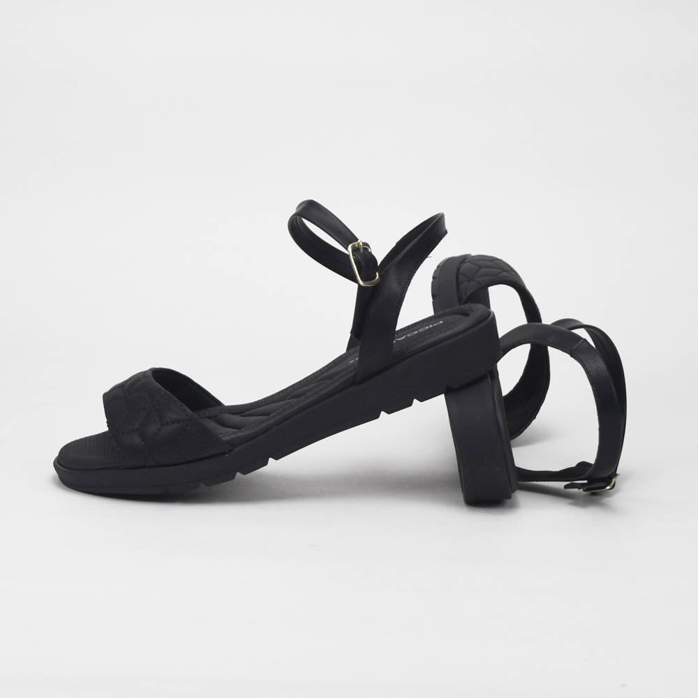 Piccadilly Sandales Confortables Matelassées Noir Femme
