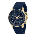 Maserati Montre Chronographe Cadran Bleu Bracelet Silicone Homme