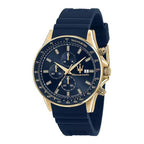 Maserati Montre Chronographe Cadran Bleu Bracelet Silicone Homme