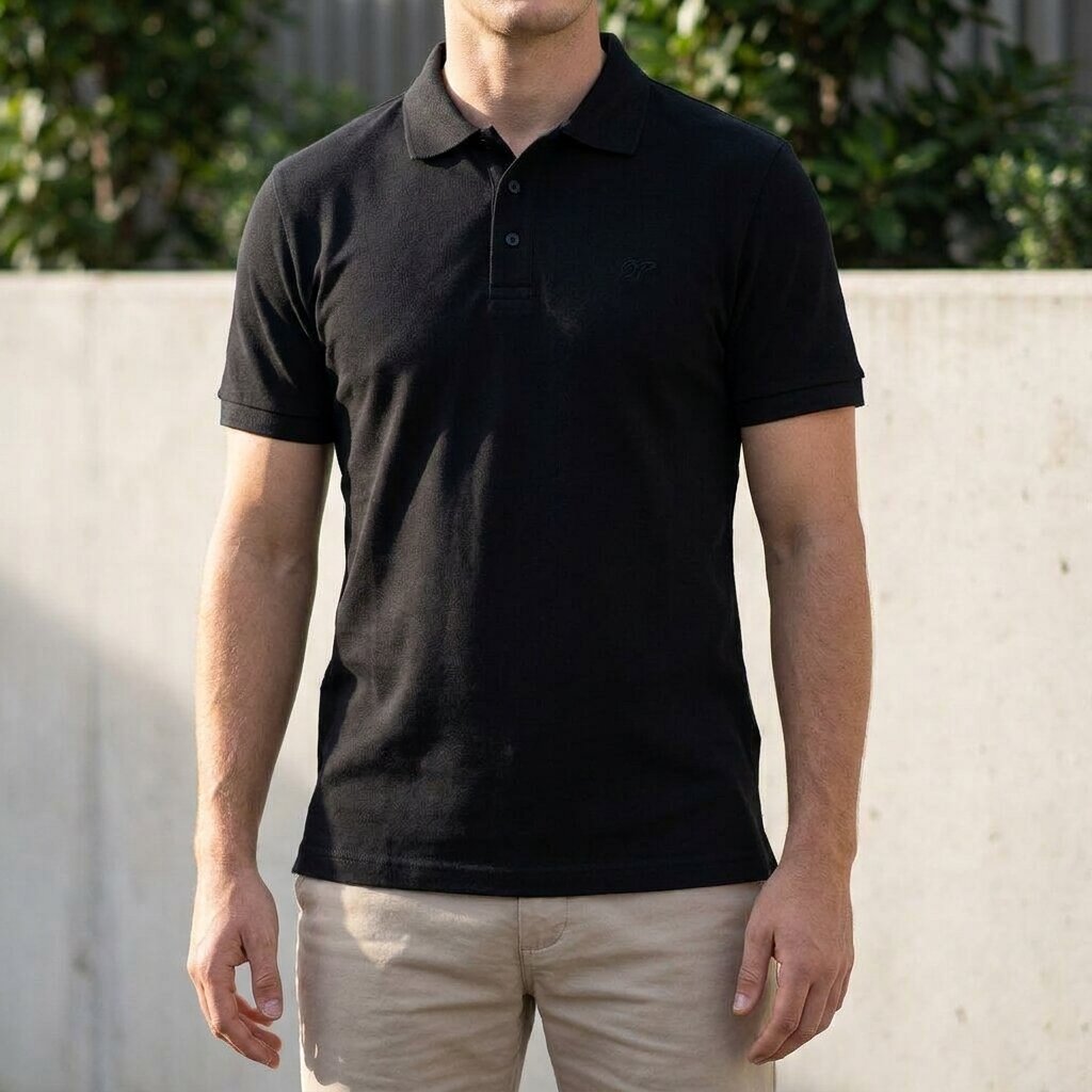 Kimland Polo Homme Noir Classique Élégant