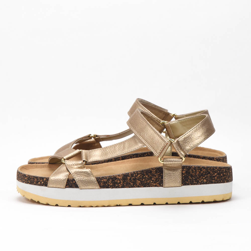 Kimland Sandales Plateforme Dorées Confortables Femme