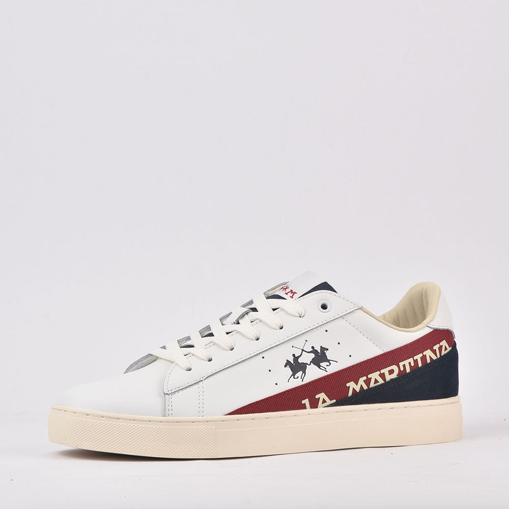 La Martina Baskets en Cuir de Veau Blanc Homme