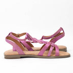 Kimland Sandales Plates Tressées Rose Femme