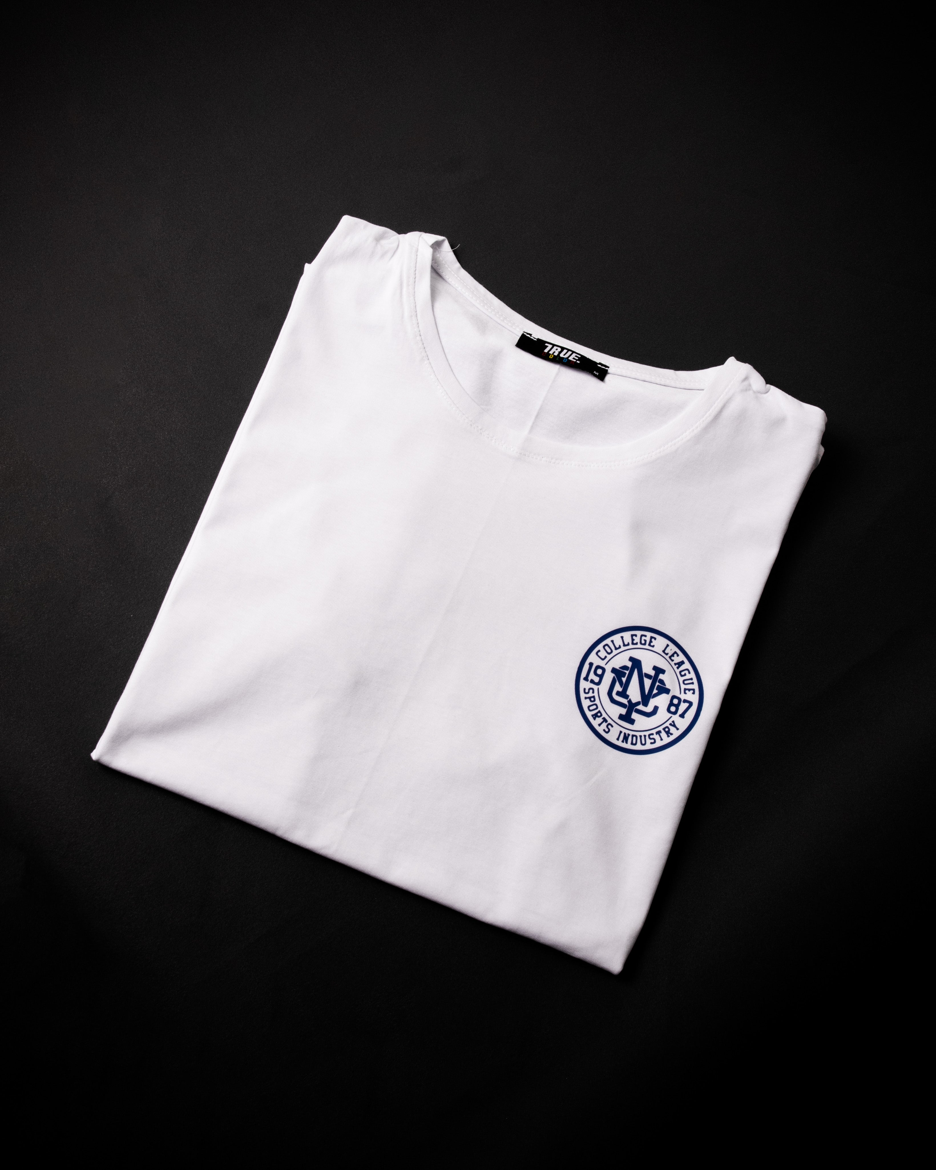 T-shirt BLANC *COLLEGE LEAGUE SPORTS INDUSTRY NYC 1987*