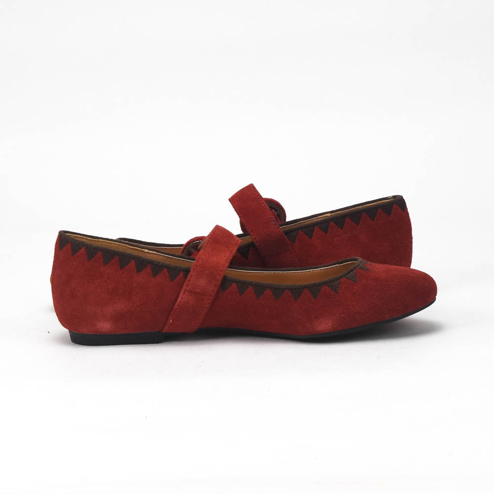 André Ballerines Daim Rouge Femme Élégantes