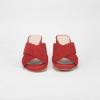 André Mules à Talons Daim Rouge Femme