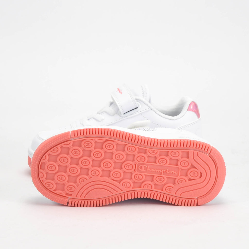 Champion Baskets Rebound Basses Blanches et Roses Fille
