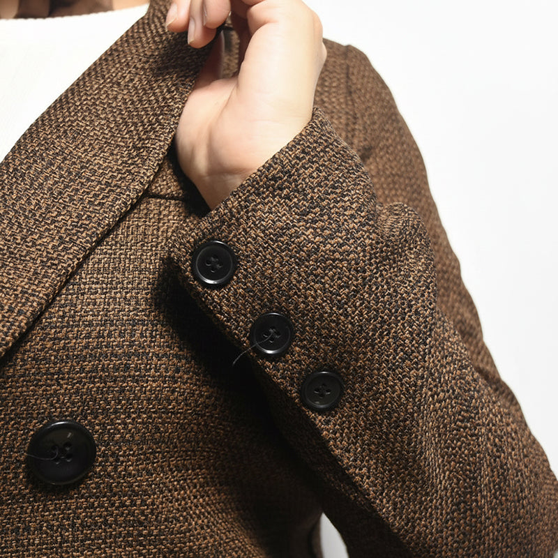 PAK Veste Longue Double Boutonnage Femme Marron