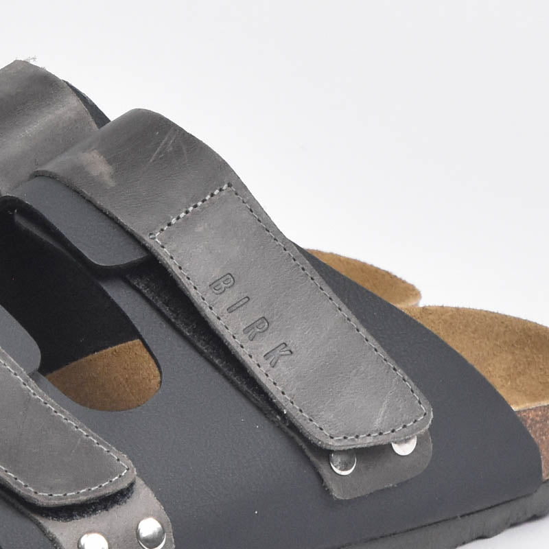 Birk Sandales Orthopédiques en Cuir Gris Homme