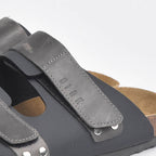 Birk Sandales Orthopédiques en Cuir Gris Homme