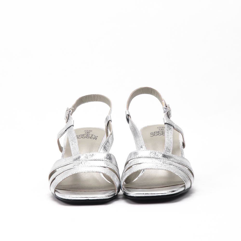 Safety Jogger Sandales à Talons Argentées Femme