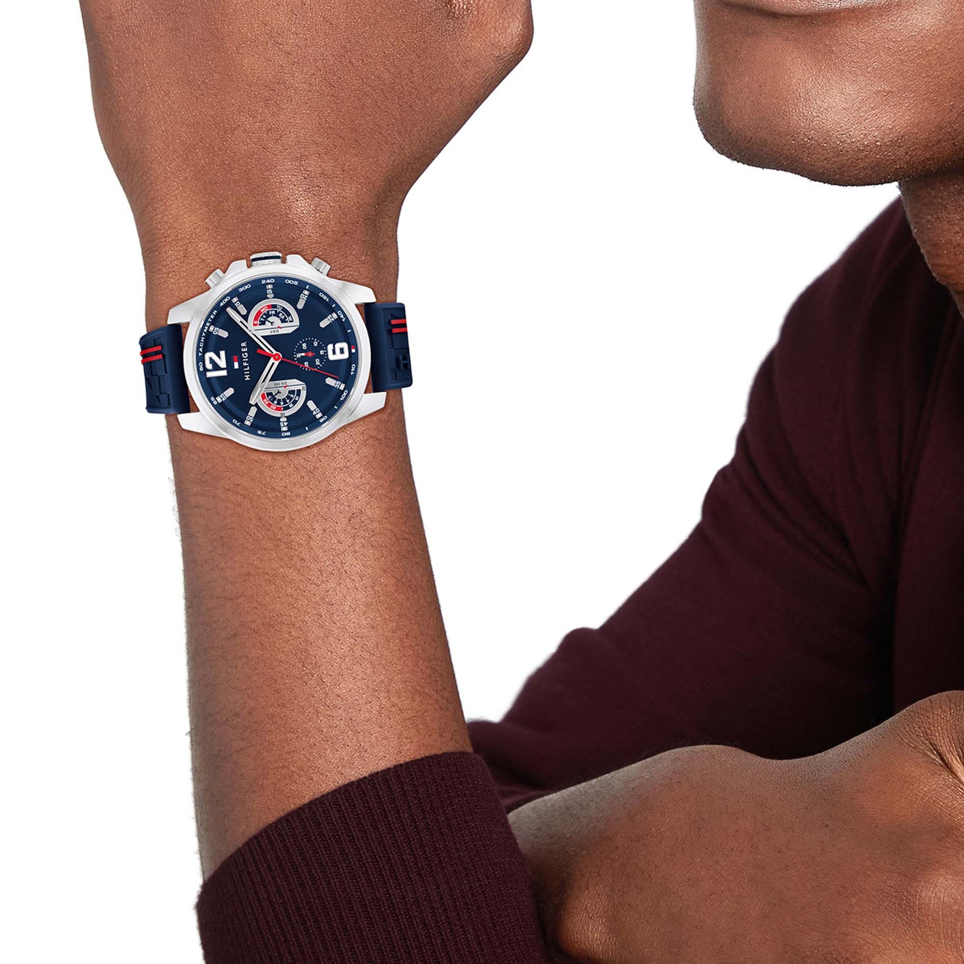 Tommy Hilfiger Montre Sportive Bracelet Silicone Homme