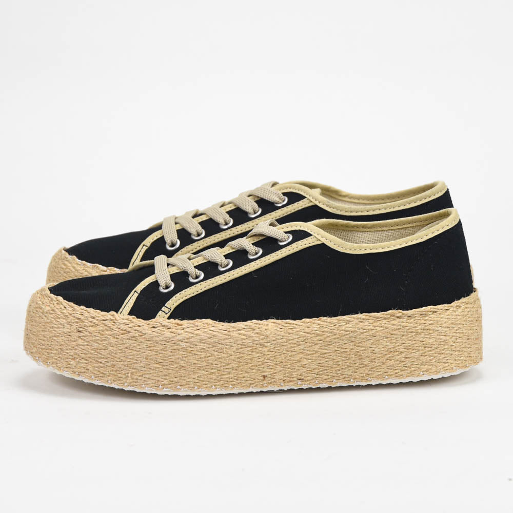 André Espadrilles Plateforme Toile Noir Femme