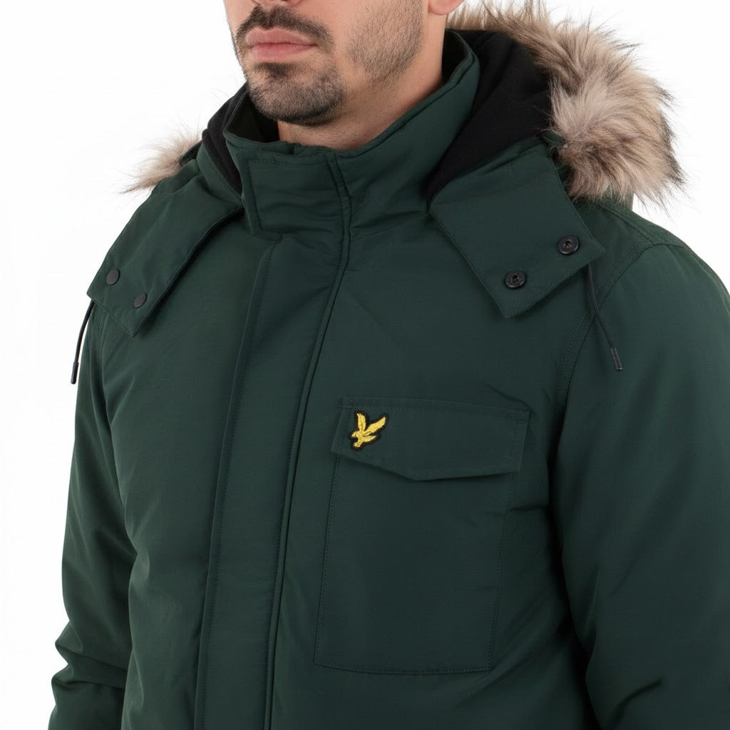 Lyle & Scott Veste Parka Hiver à Capuche Fourrure Homme