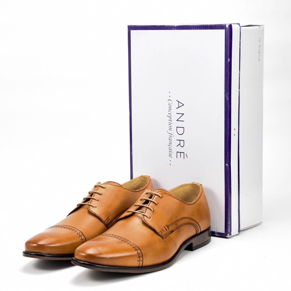 André Chaussures Richelieu Cuir Marron Élégantes Homme