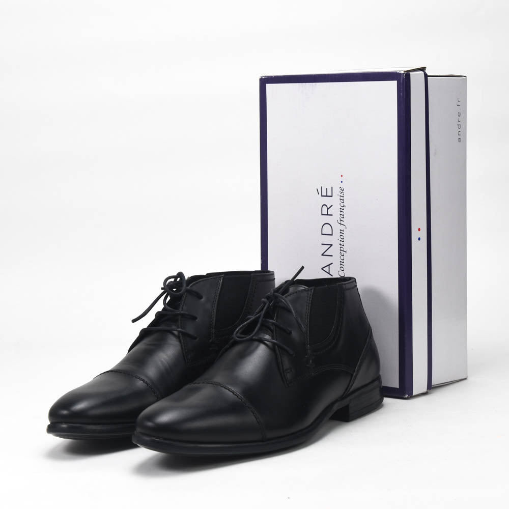 André Bottines Homme Élégantes en Cuir Noir