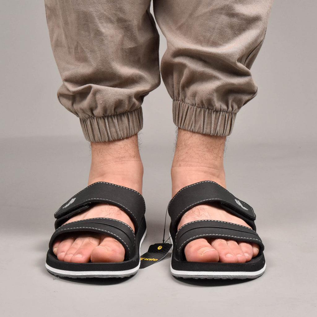 Kito Sandales Confortables à Scratch Noir Homme