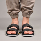 Kito Sandales Confortables à Scratch Noir Homme