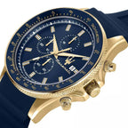 Maserati Montre Chronographe Cadran Bleu Bracelet Silicone Homme
