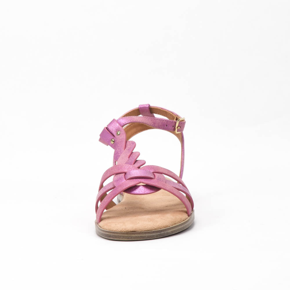 Kimland Sandales Plates Tressées Rose Femme