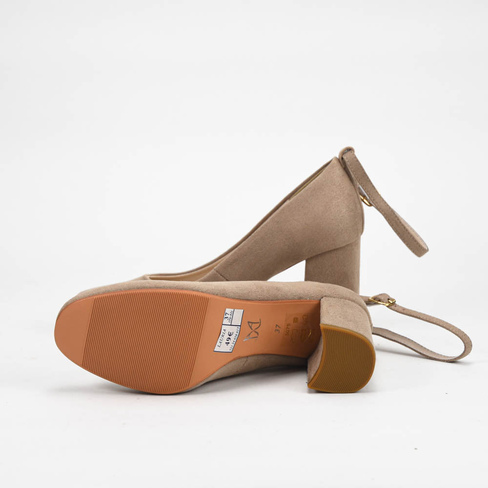 André Escarpins à Talon Bloc Beige Élégants Femme