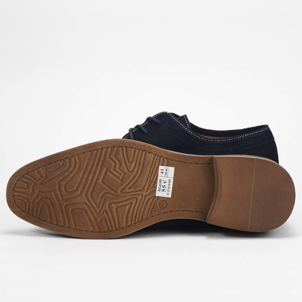 André Chaussures Derbies Élégantes en Toile Bleu Marine Homme