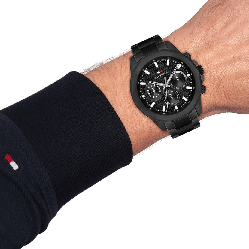 Montre Tommy Hilfiger Acier Inoxydable Noir Élégante Homme