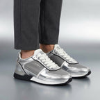 VO7 Baskets Sneakers Style Urbain Argenté Homme