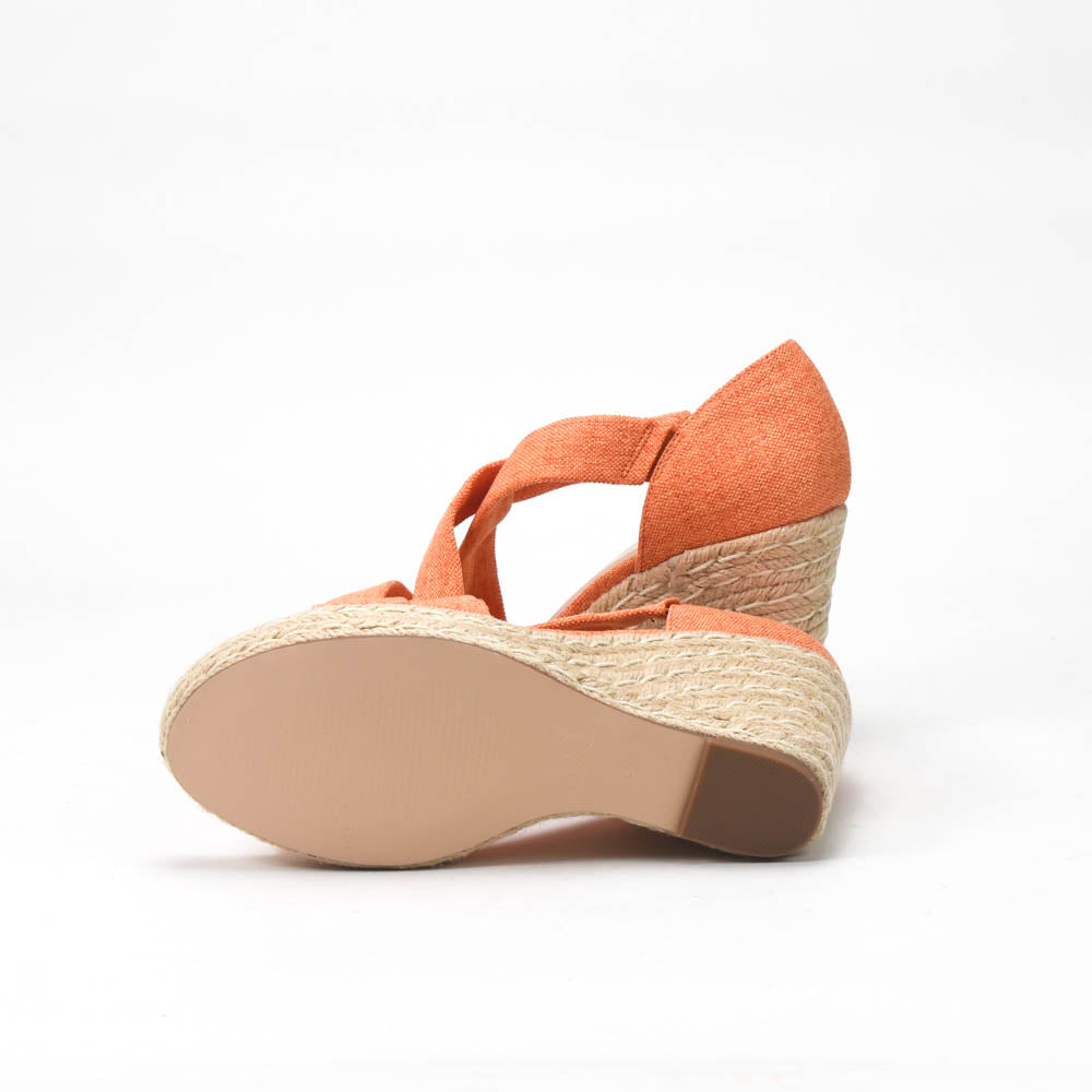 André Sandales Compensées Espadrilles Orange Femme