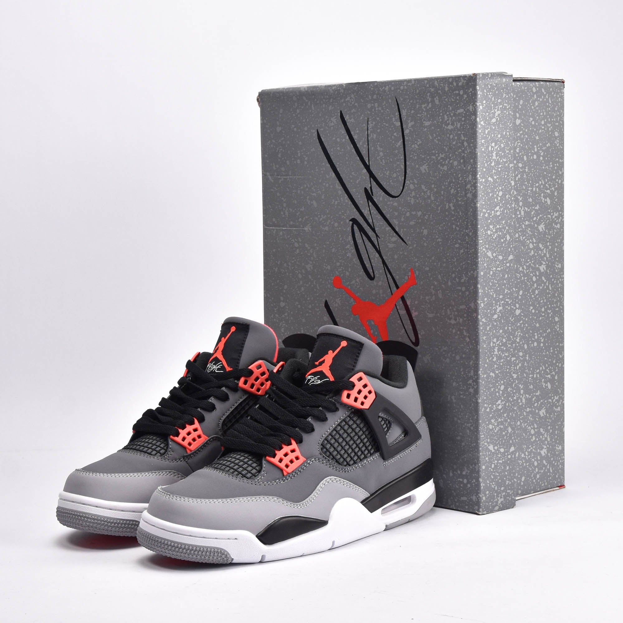 Jordan Sneakers Design Inspiré Gris et Rouge Homme