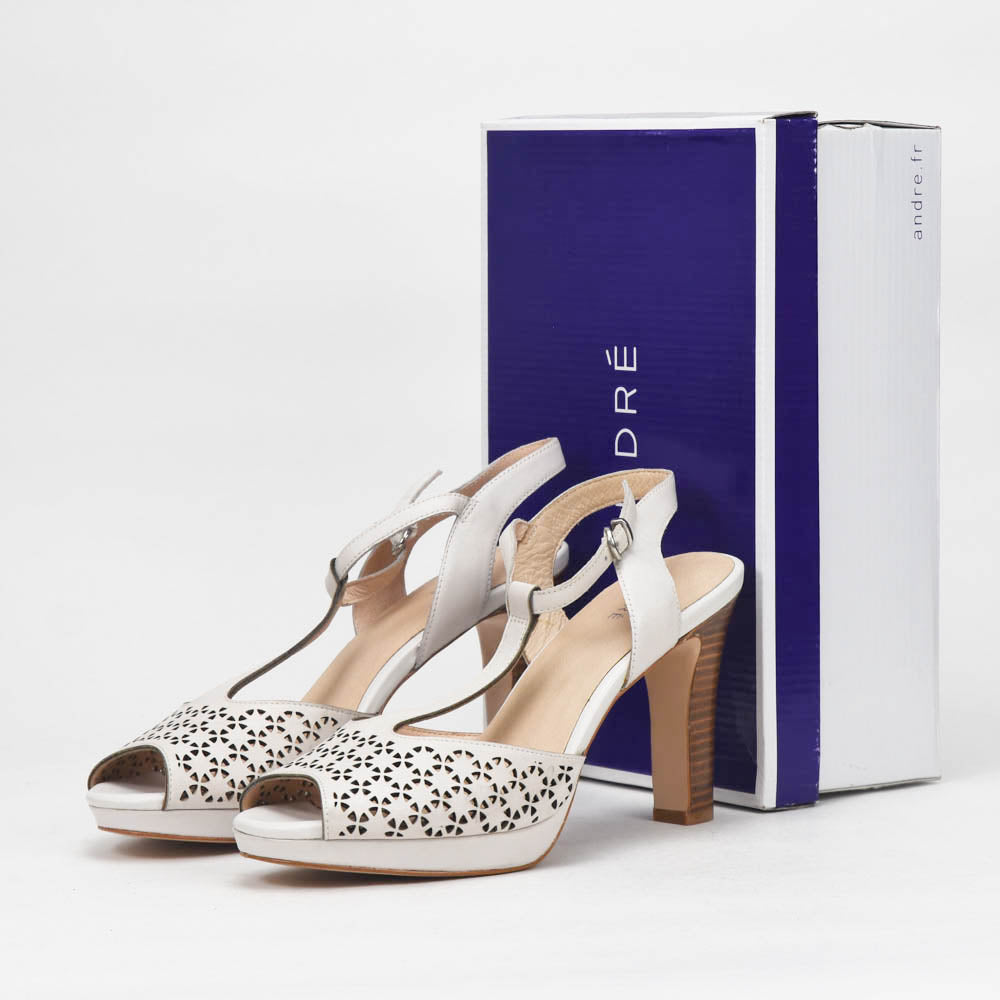 André Sandales à Talons Découpées Blanc Femme