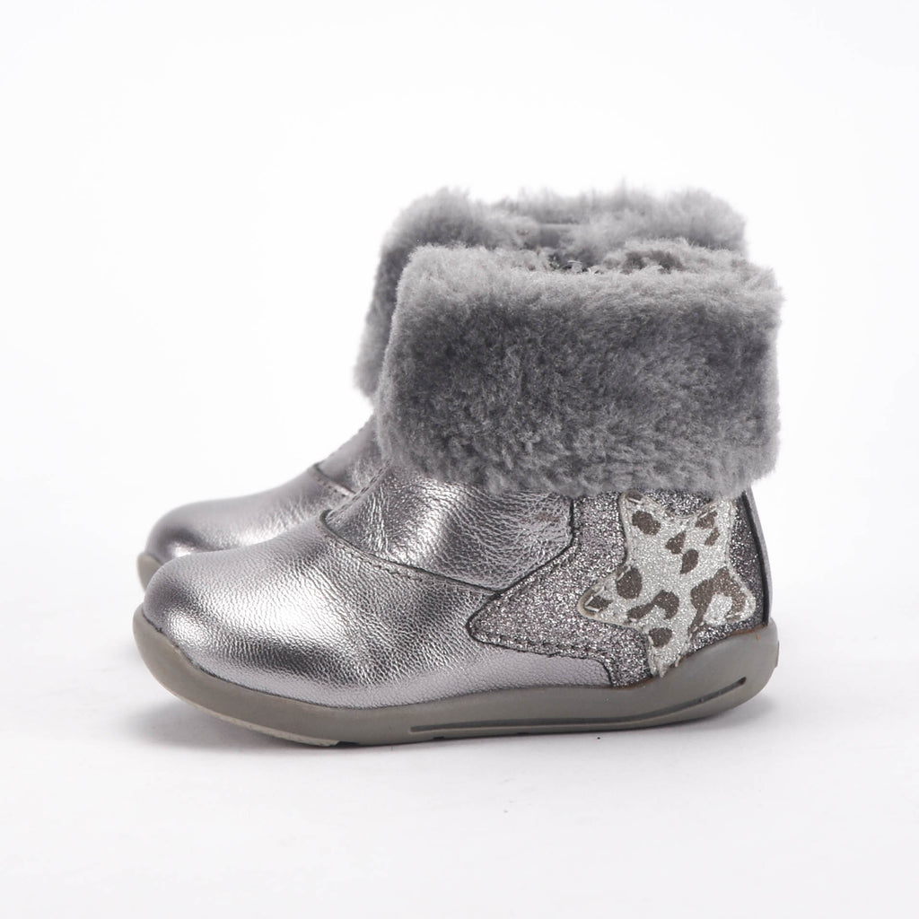 Chicco Bottines Argentées Fourrées Souples Bébé Fille